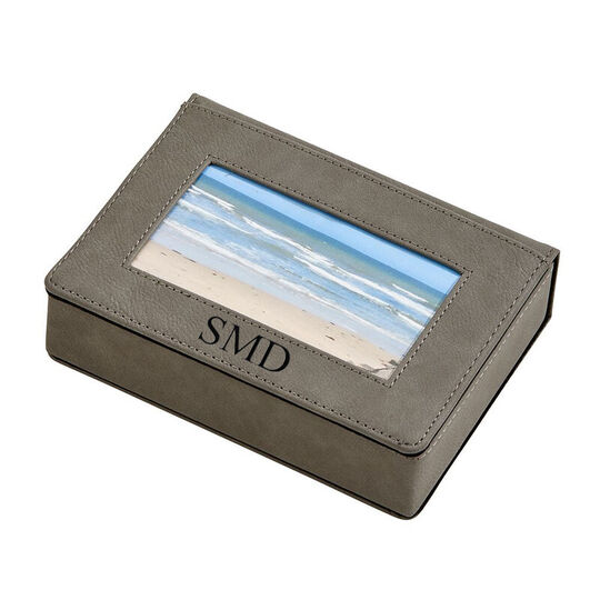 Personalized Grey Leatherette Frame Box
